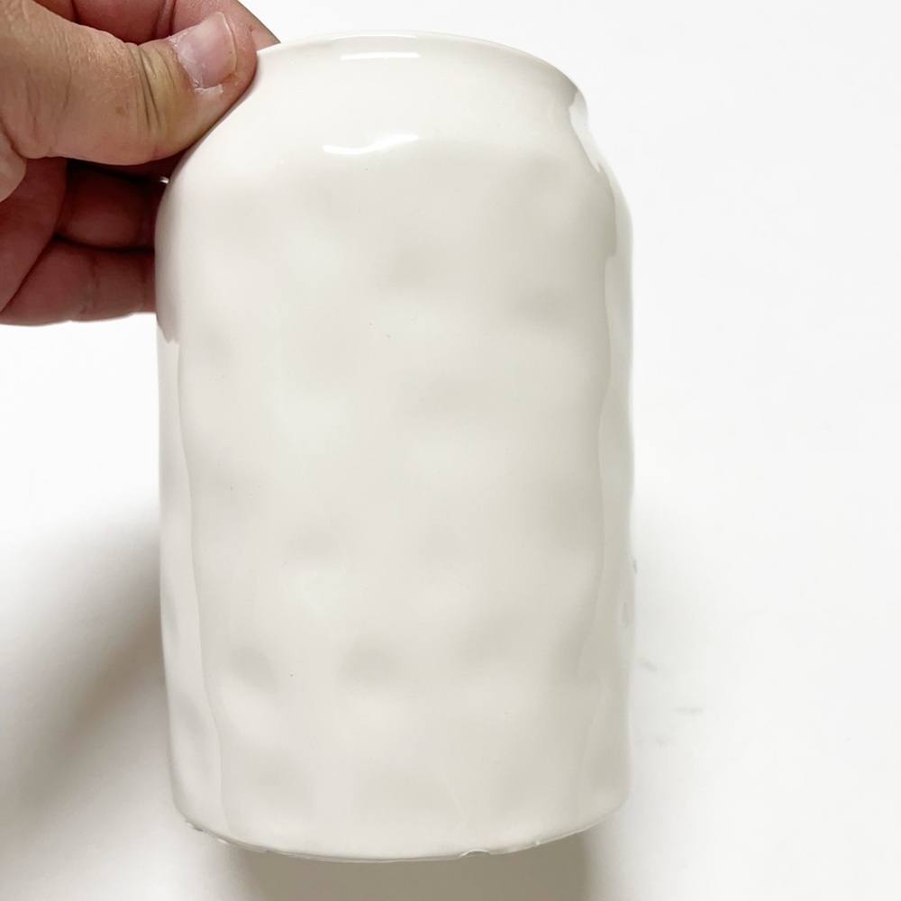 Rae Dunn RARE Cream Dimpled Santa Down Chimney WISH Christmas Canister No Lid - Picture 5 of 6